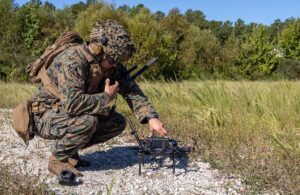 U.S. Marines with Advanced Infantry Training Battalion perform a kinetic first-person view drone range. | Source: United States Marine Corps.