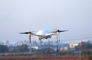 Ondas' Optimus drone mid flight.